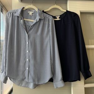 Navy Blouse and Striped Shirt (Workwear)